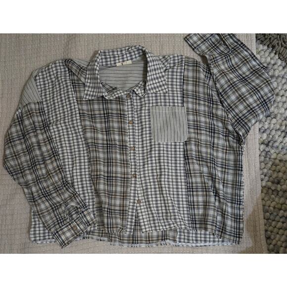Easel Plaid flowy oversized lightweight plaid shirt size medium - Picture 1 of 4